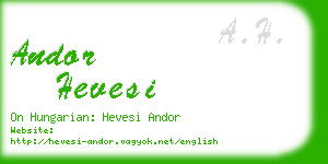 andor hevesi business card